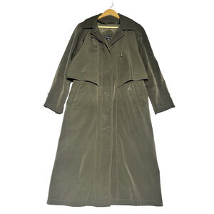Regent Park Long Caped Rain Coat Womens 12 Zip Off Liner Button Up Jacket Green
